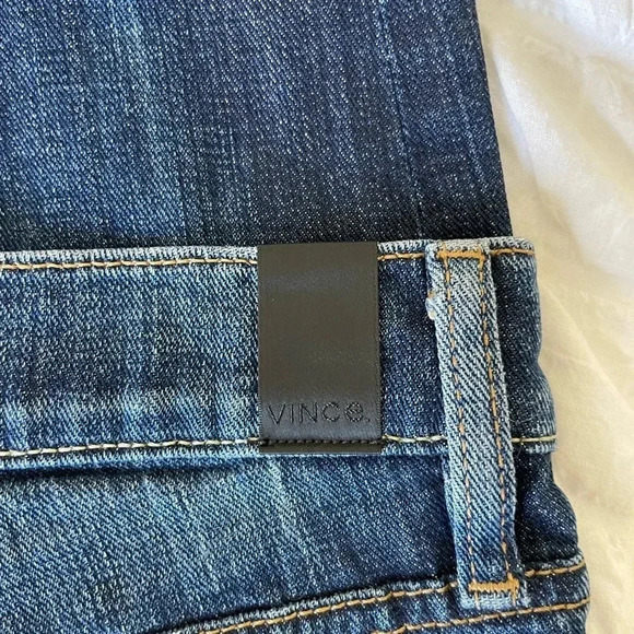 Vince 5 pocket relaxed rolled in destructed dark crimson distressed denim - Picture 11 of 12